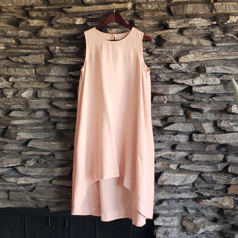 Magic Linen dress Royal Toscana asymmetrical, sleeveless, with pockets